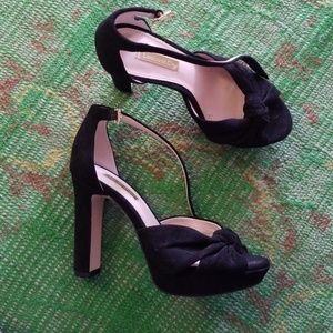 Louise et Cie black velvet block heels